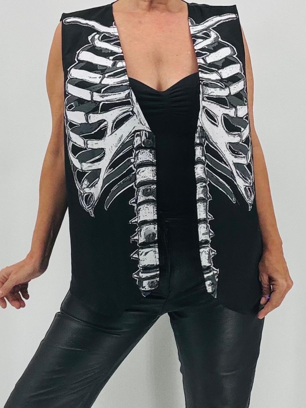 Spirit Halloween Goth Witchcore Skeleton Skull Print Embellished Vest Unisex - Picture 3 of 10